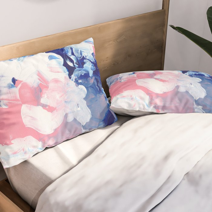 Ejaaz Haniff Abstract Acrylic Palette Knife Painting Blue Pink: 'Summer Storm' Pillow Sham Gallery Image 2