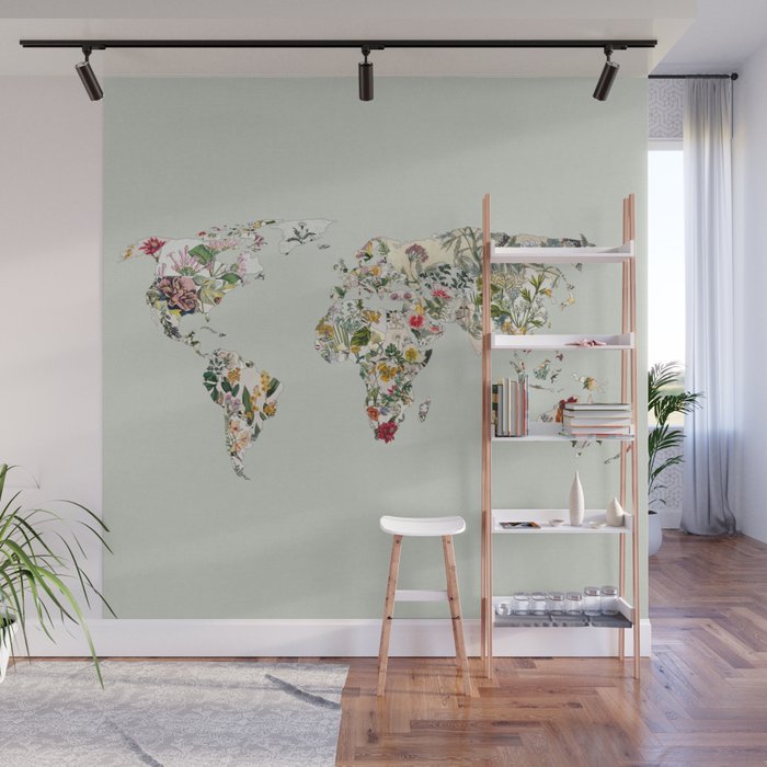 Vintage Botanical World Green Wall Mural Gallery Image 1