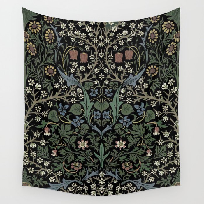 William Morris Vintage Blackthorn Dark Green 1892 Wall Tapestry Gallery Image 4