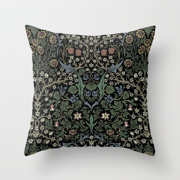 William Morris Vintage Blackthorn Dark Green 1892 Throw Pillow Gallery Image 6