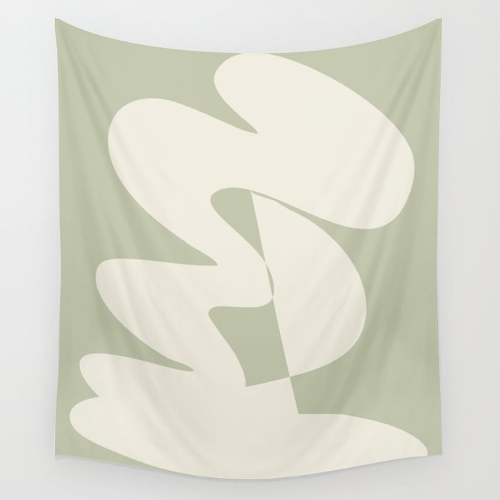 Minimalist Modern Abstract Expressionism in Sage Wall Tapestry Gallery Image 1