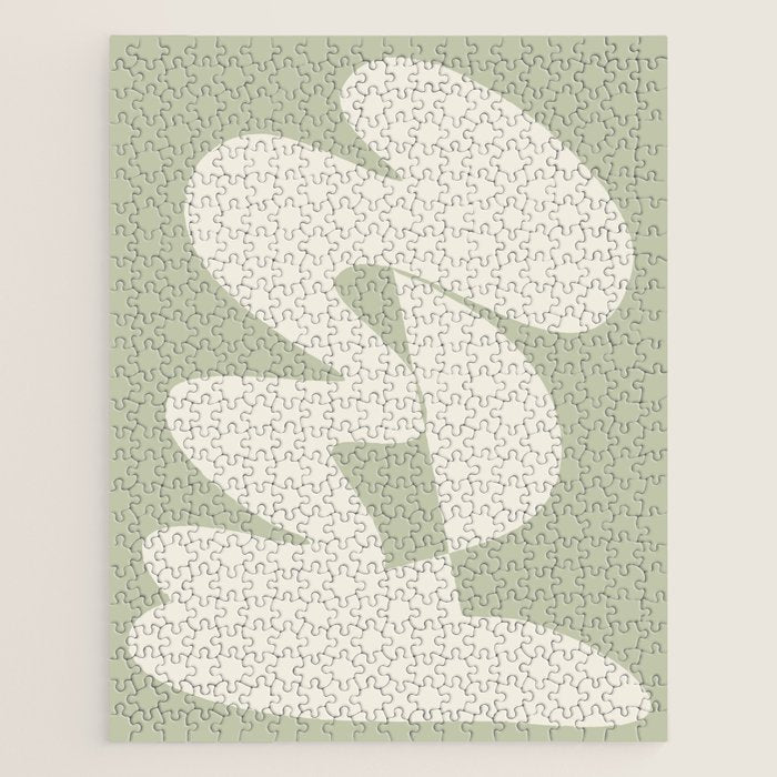 Minimalist Modern Abstract Expressionism in Sage Jigsaw Puzzle Gallery Image 1
