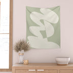 Minimalist Modern Abstract Expressionism in Sage Wall Tapestry Gallery Image 2