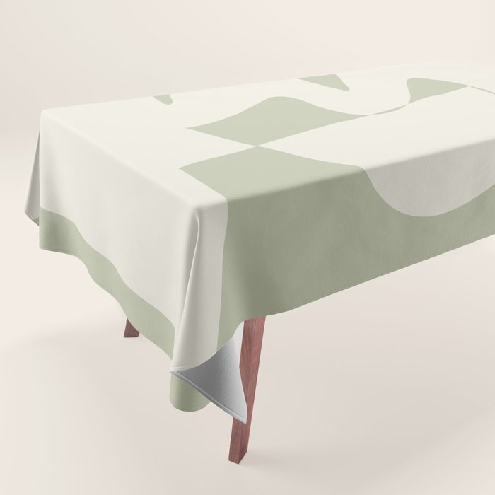 Minimalist Modern Abstract Expressionism in Sage Tablecloth Gallery Image 1