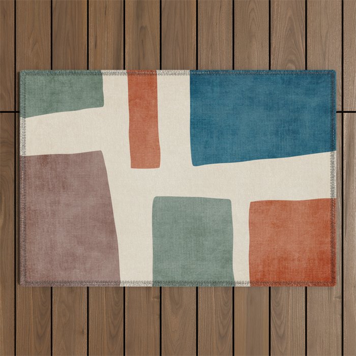 Abstract Earth Tones Organic Shapes Outdoor Rug Gallery Image 1