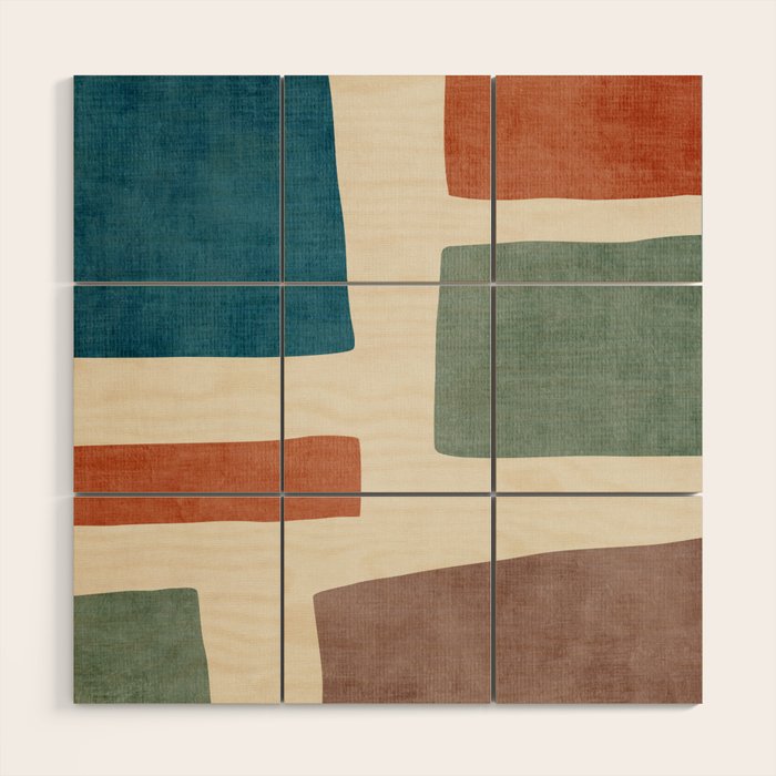 Abstract Earth Tones Organic Shapes Wood Wall Art Gallery Image 1