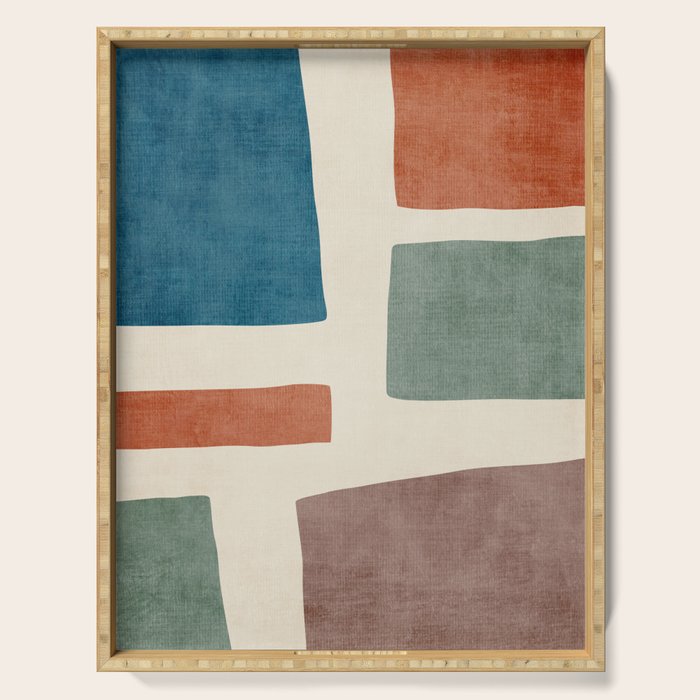 Abstract Earth Tones Organic Shapes Serving Tray Gallery Image 1