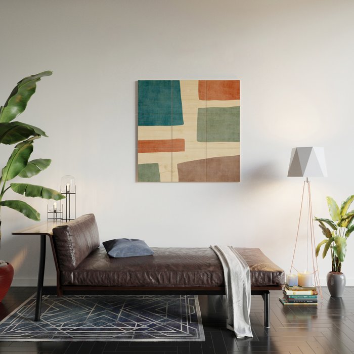 Abstract Earth Tones Organic Shapes Wood Wall Art Gallery Image 2