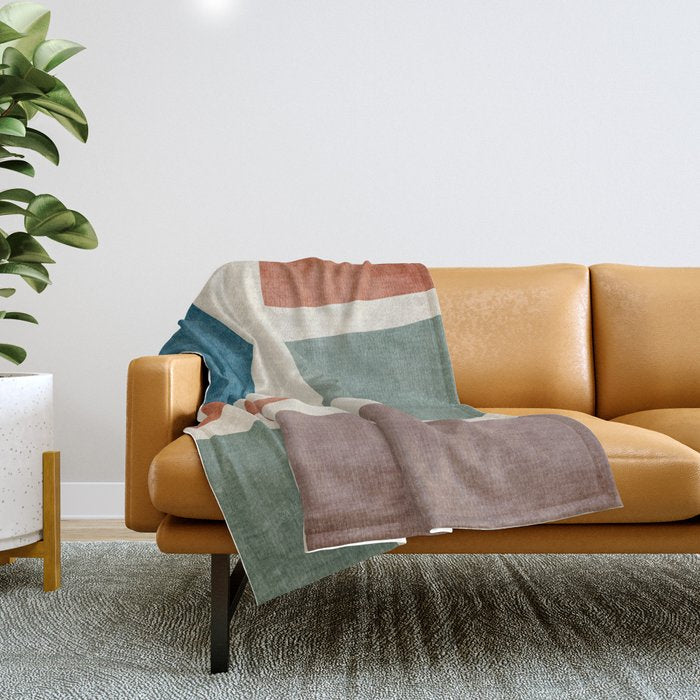 Abstract Earth Tones Organic Shapes Throw Blanket Gallery Image 1