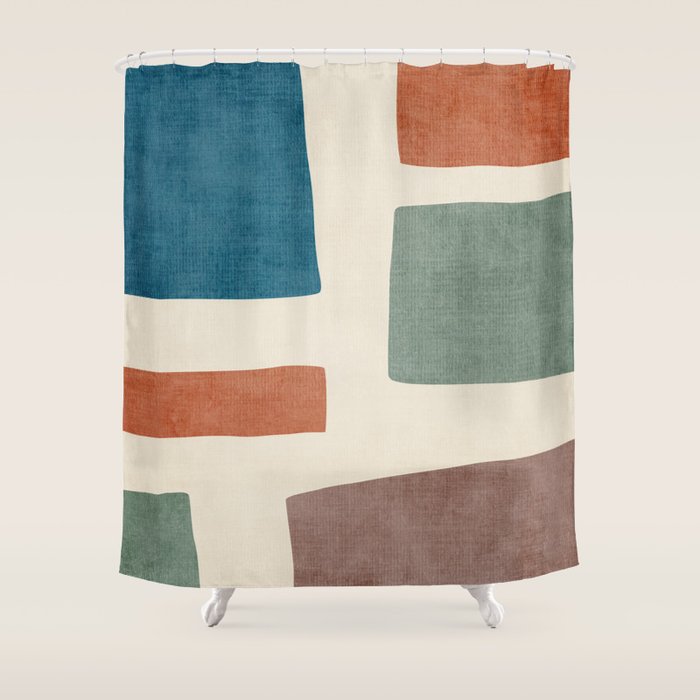Abstract Earth Tones Organic Shapes Shower Curtain Gallery Image 1