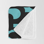 Mid Century Modern Turquoise and Black Loop Pattern Throw Blanket Gallery Image 3