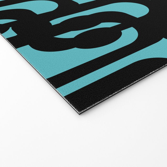 Mid Century Modern Turquoise and Black Loop Pattern Welcome Mat Gallery Image 2