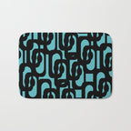 Mid Century Modern Turquoise and Black Loop Pattern Bath Mat Gallery Image 1