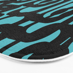 Mid Century Modern Turquoise and Black Loop Pattern Bath Mat Gallery Image 3
