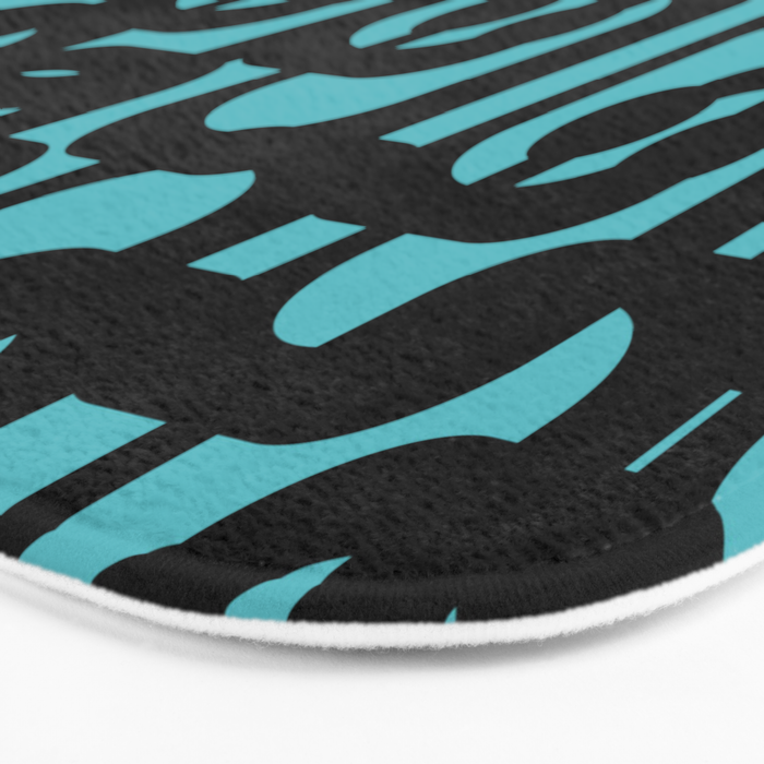 Mid Century Modern Turquoise and Black Loop Pattern Bath Mat Gallery Image 3