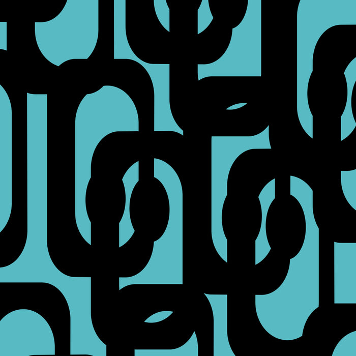 Mid Century Modern Turquoise and Black Loop Pattern Coffee Mug Gallery Image 2