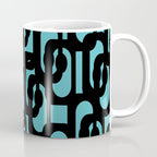 Mid Century Modern Turquoise and Black Loop Pattern Coffee Mug Gallery Image 1