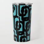 Mid Century Modern Turquoise and Black Loop Pattern Travel Mug Gallery Image 1