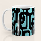 Mid Century Modern Turquoise and Black Loop Pattern Coffee Mug Gallery Image 3