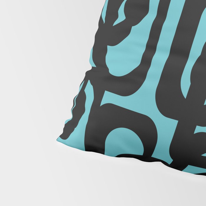 Mid Century Modern Turquoise and Black Loop Pattern Pillow Sham Gallery Image 4