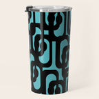 Mid Century Modern Turquoise and Black Loop Pattern Travel Mug Gallery Image 3