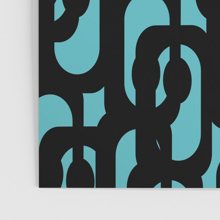 Mid Century Modern Turquoise and Black Loop Pattern Poster Gallery Image 3