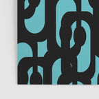 Mid Century Modern Turquoise and Black Loop Pattern Poster Gallery Image 3