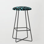 Mid Century Modern Turquoise and Black Loop Pattern Stool Gallery Image 1