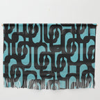 Mid Century Modern Turquoise and Black Loop Pattern Wall Hanging Gallery Image 1