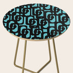 Mid Century Modern Turquoise and Black Loop Pattern Side Table Gallery Image 2