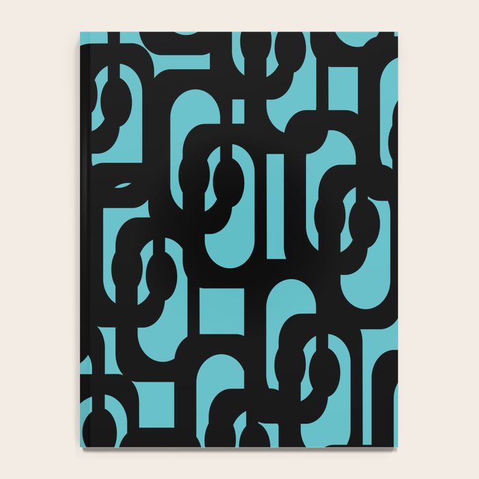 Mid Century Modern Turquoise and Black Loop Pattern Notebook Gallery Image 4