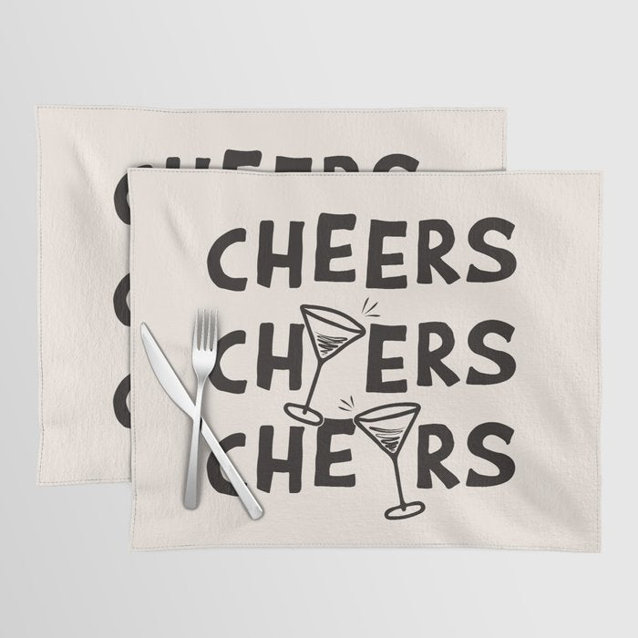 Cheers. Cocktails and Drinks in Black and White Placemat Gallery Image 1