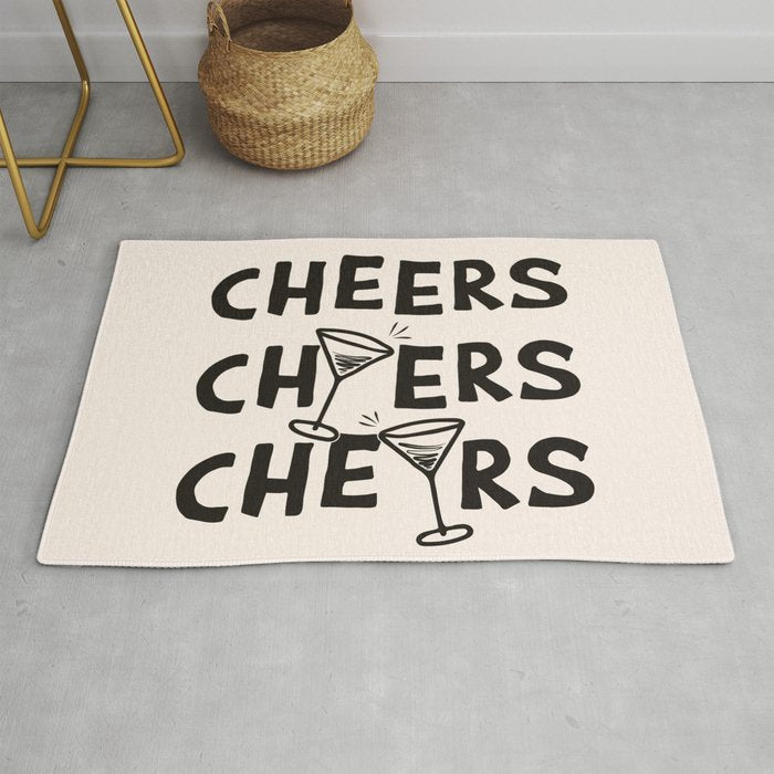 Cheers. Cocktails and Drinks in Black and White Rug Gallery Image 1