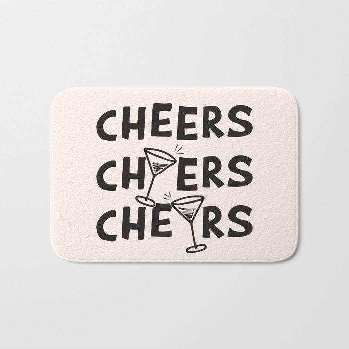 Cheers. Cocktails and Drinks in Black and White Bath Mat Gallery Image 1
