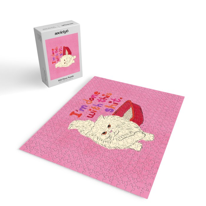 I'm Done With This Shit - Funny Cat Pun Jigsaw Puzzle Gallery Image 2