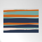 Stripes Abstract, Orange, Teal, Navy Welcome Mat Gallery Image 1