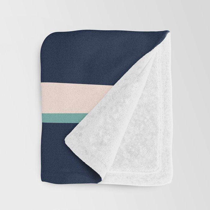 Stripes Abstract, Orange, Teal, Navy Throw Blanket Gallery Image 3