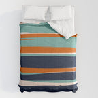 Stripes Abstract, Orange, Teal, Navy Comforter Gallery Image 6