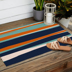 Stripes Abstract, Orange, Teal, Navy Outdoor Rug Gallery Image 2