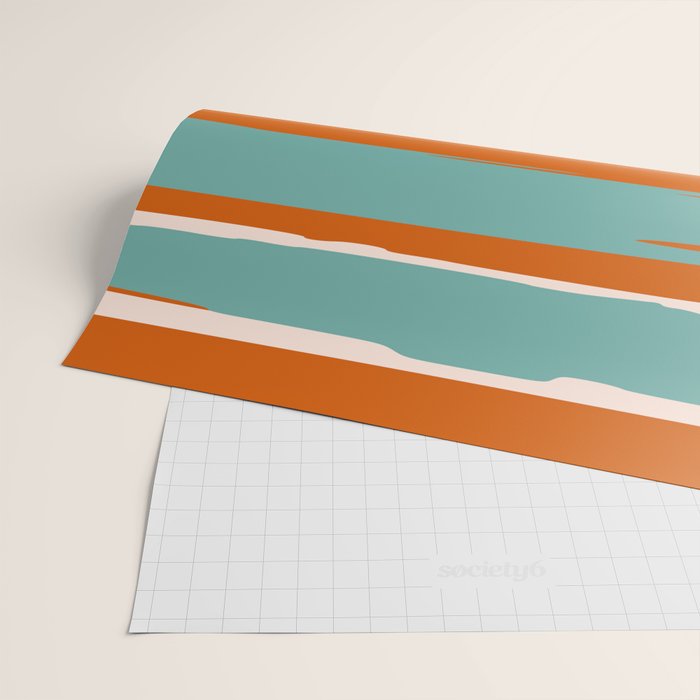 Stripes Abstract, Orange, Teal, Navy Wrapping Paper Gallery Image 2