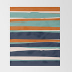 Stripes Abstract, Orange, Teal, Navy Throw Blanket Gallery Image 2