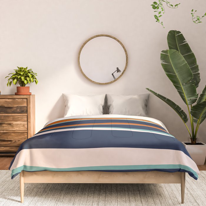 Stripes Abstract, Orange, Teal, Navy Comforter Gallery Image 3