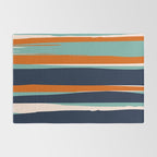 Stripes Abstract, Orange, Teal, Navy Rug Gallery Image 2