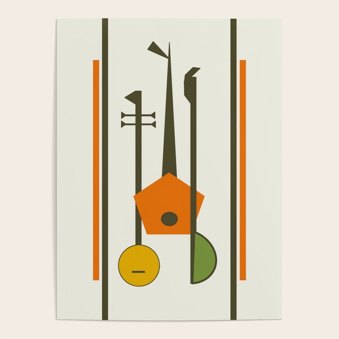 Mid-Century Modern Art Musical Strings Poster Gallery Image 1