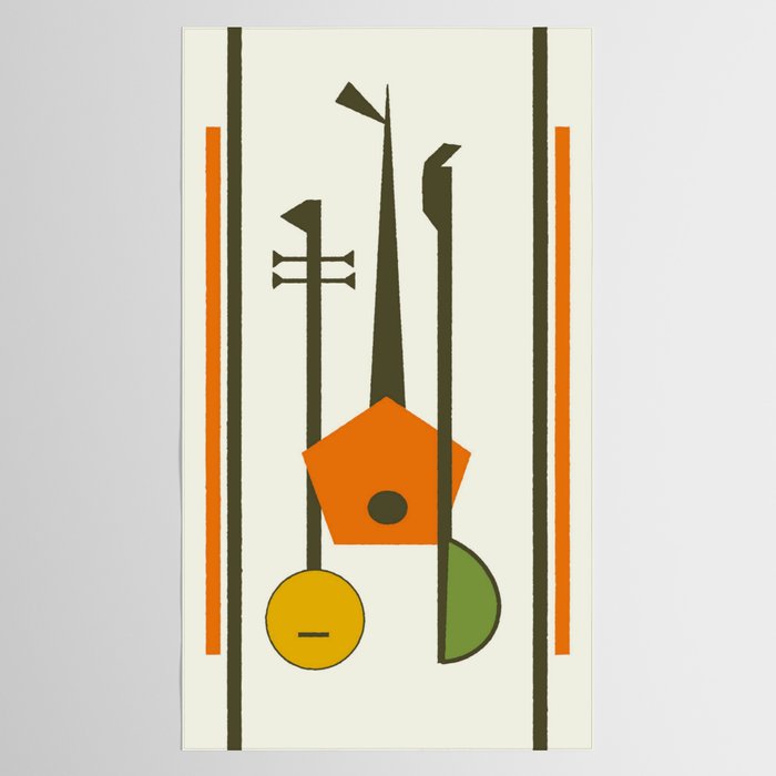 Mid-Century Modern Art Musical Strings Tablecloth Gallery Image 2