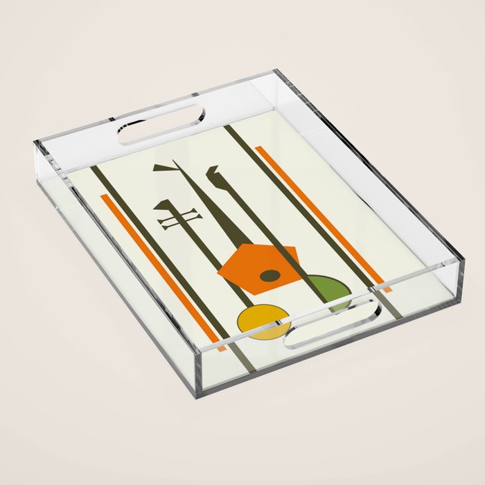 Mid-Century Modern Art Musical Strings Acrylic Tray Gallery Image 1