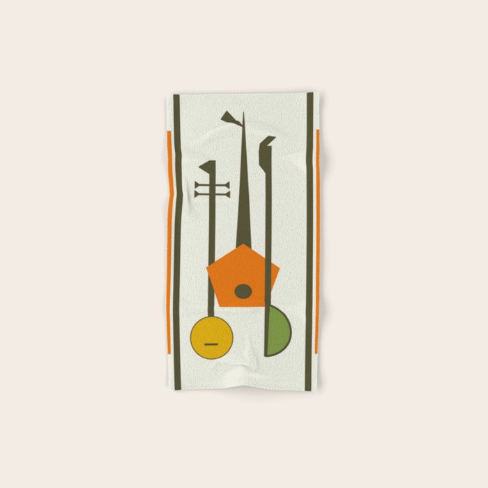 Mid-Century Modern Art Musical Strings Bath Towel Gallery Image 1