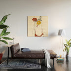Colorful Thoughts Minimal Line Art Woman with Flowers II Wood Wall Art Gallery Image 2