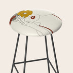 Colorful Thoughts Minimal Line Art Woman with Flowers II Stool Gallery Image 2