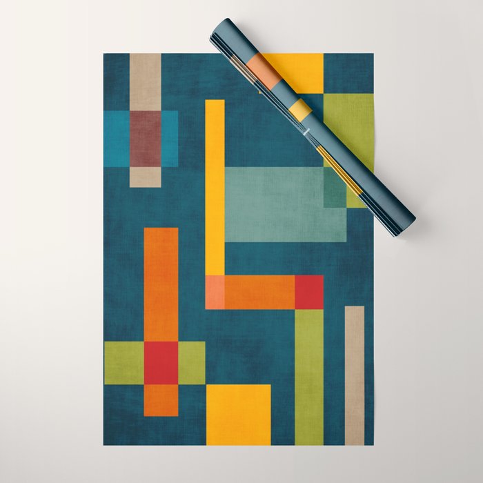 Modern Colorful Geometric Original Artwork Wrapping Paper Gallery Image 1